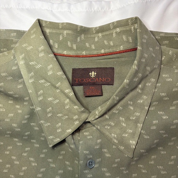 Toscano 100% Silk Shirt Sage Green Button Down Size XXL - Picture 7 of 7